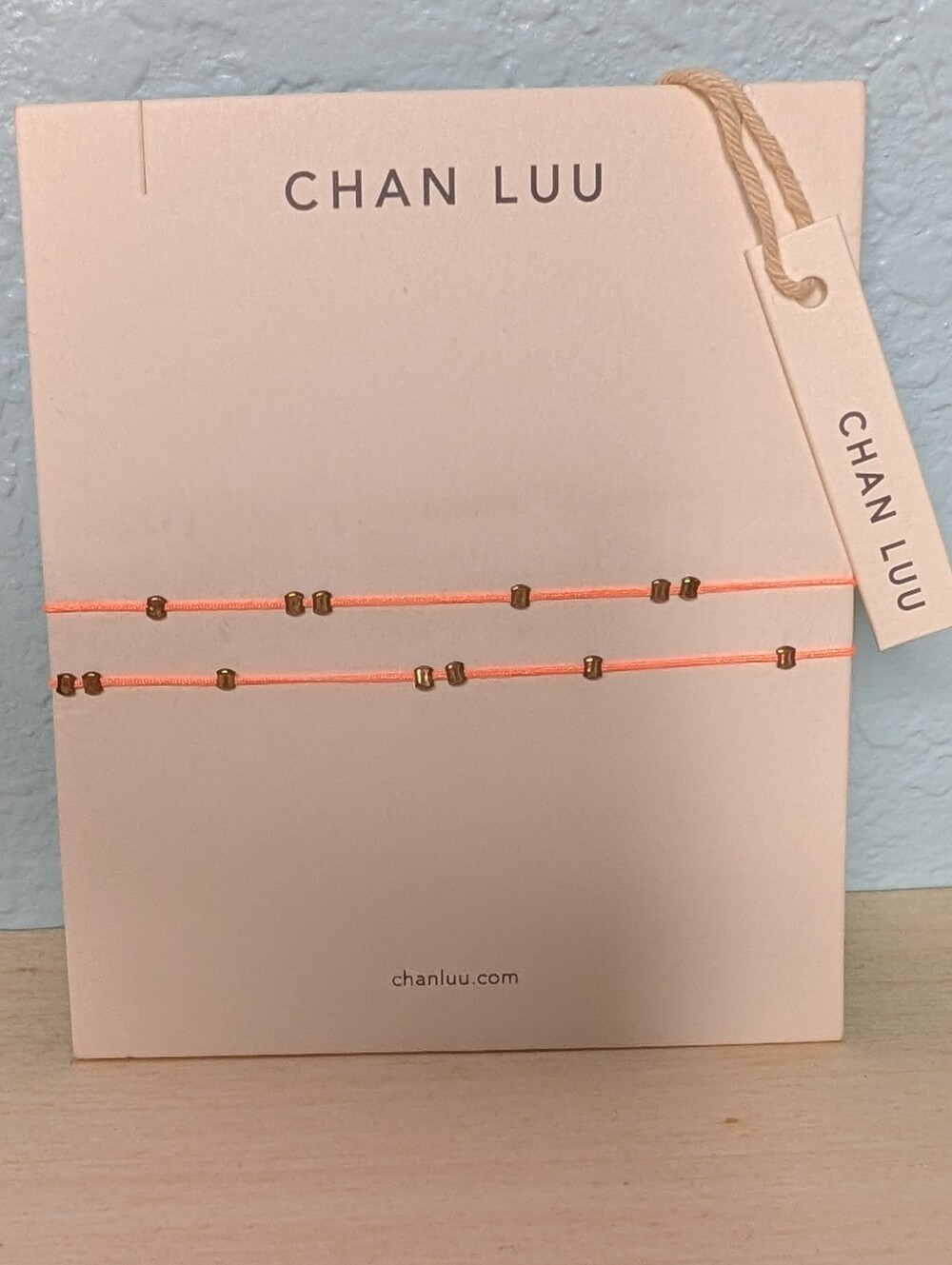 Chan Luu NWT Neon Coral & Gold Bead Adjustable Bracelet Set with Bag